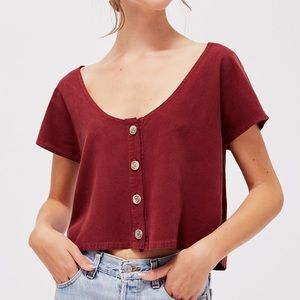 LACAUSA reversible silk top - burgundy/red S